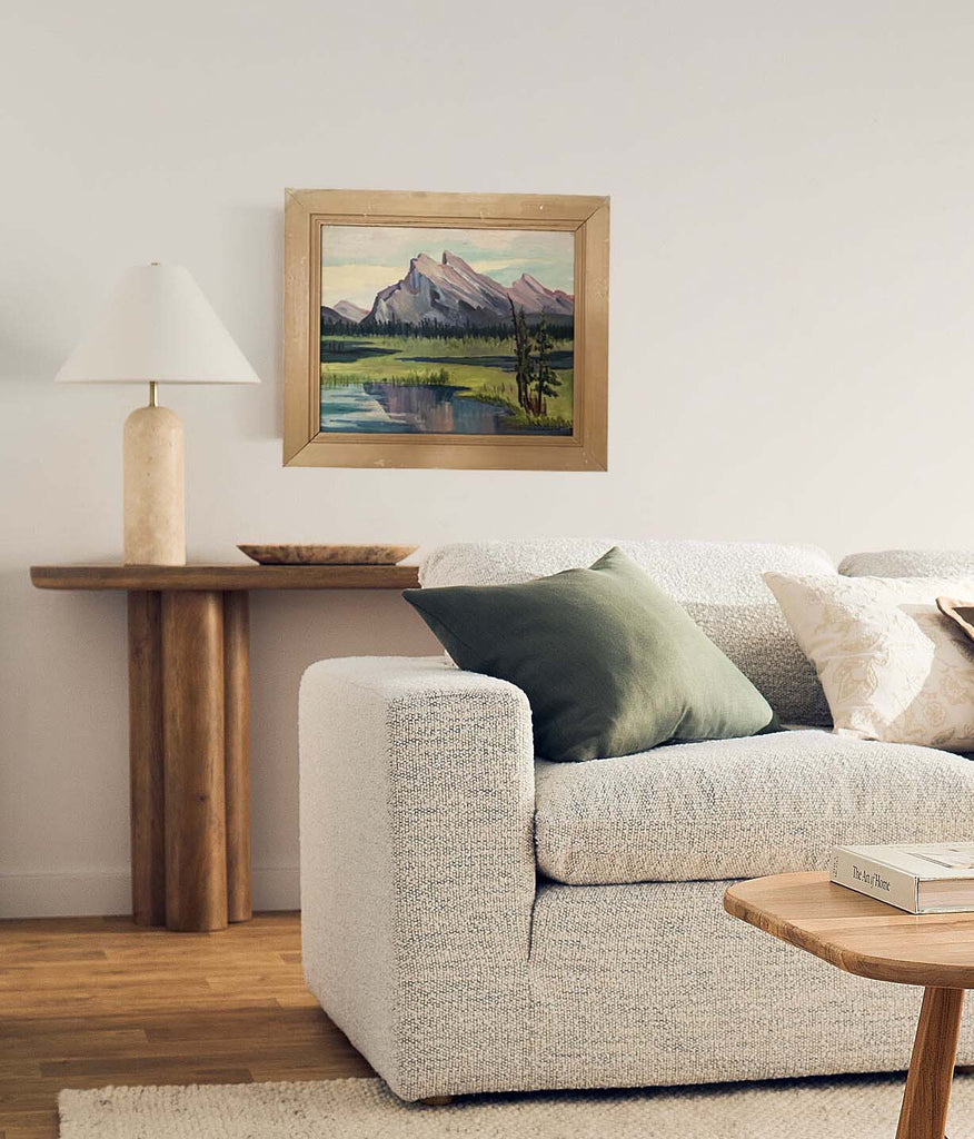 Vintage 1960s Mountain Landscape Painting