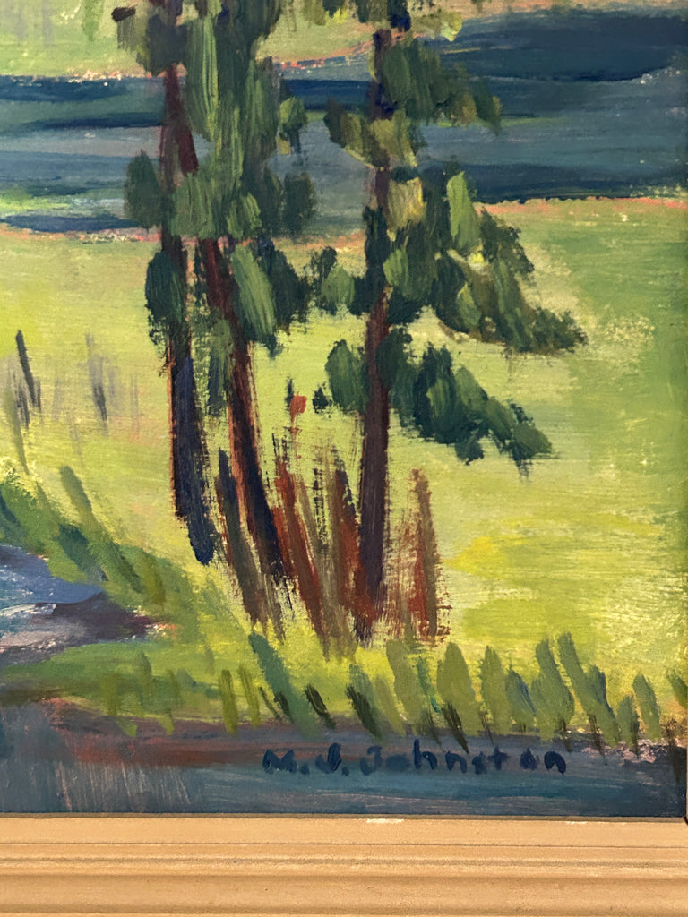 Vintage 1960s Mountain Landscape Painting