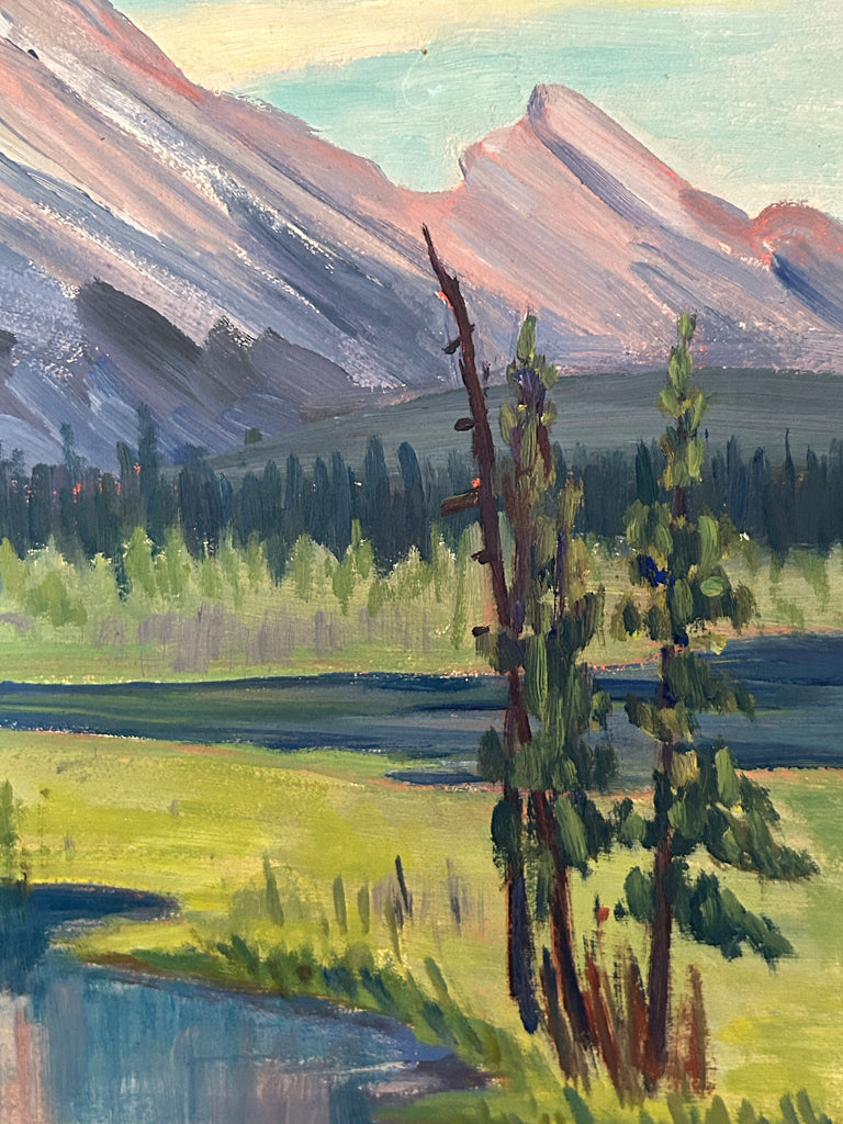 Vintage 1960s Mountain Landscape Painting